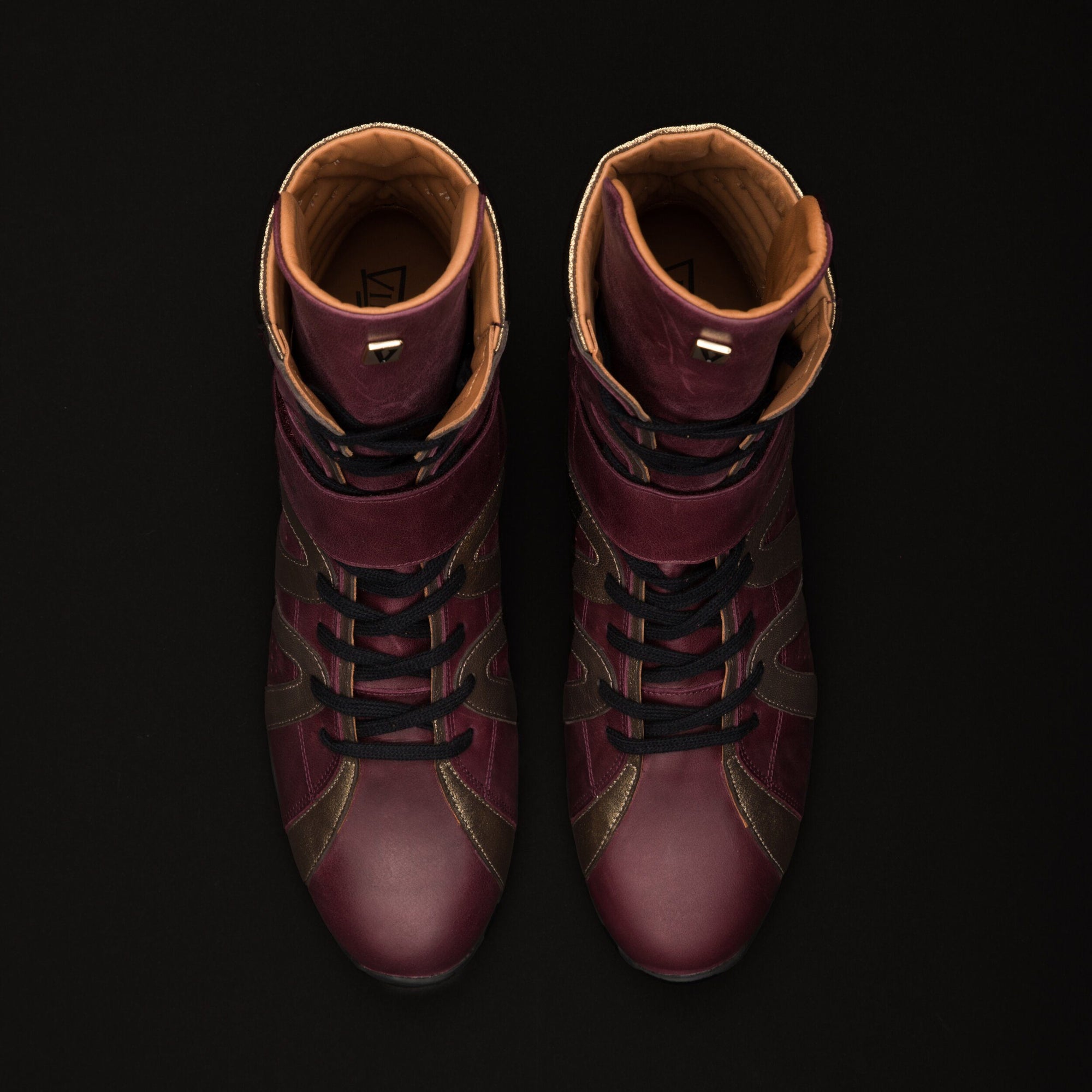 italian Brown Leather High Top Boxing Shoes