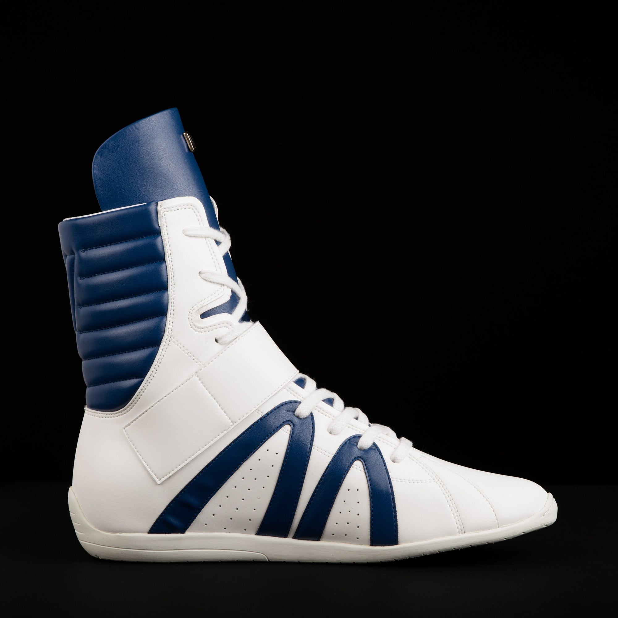 white and blue high top boxing shoes unisex