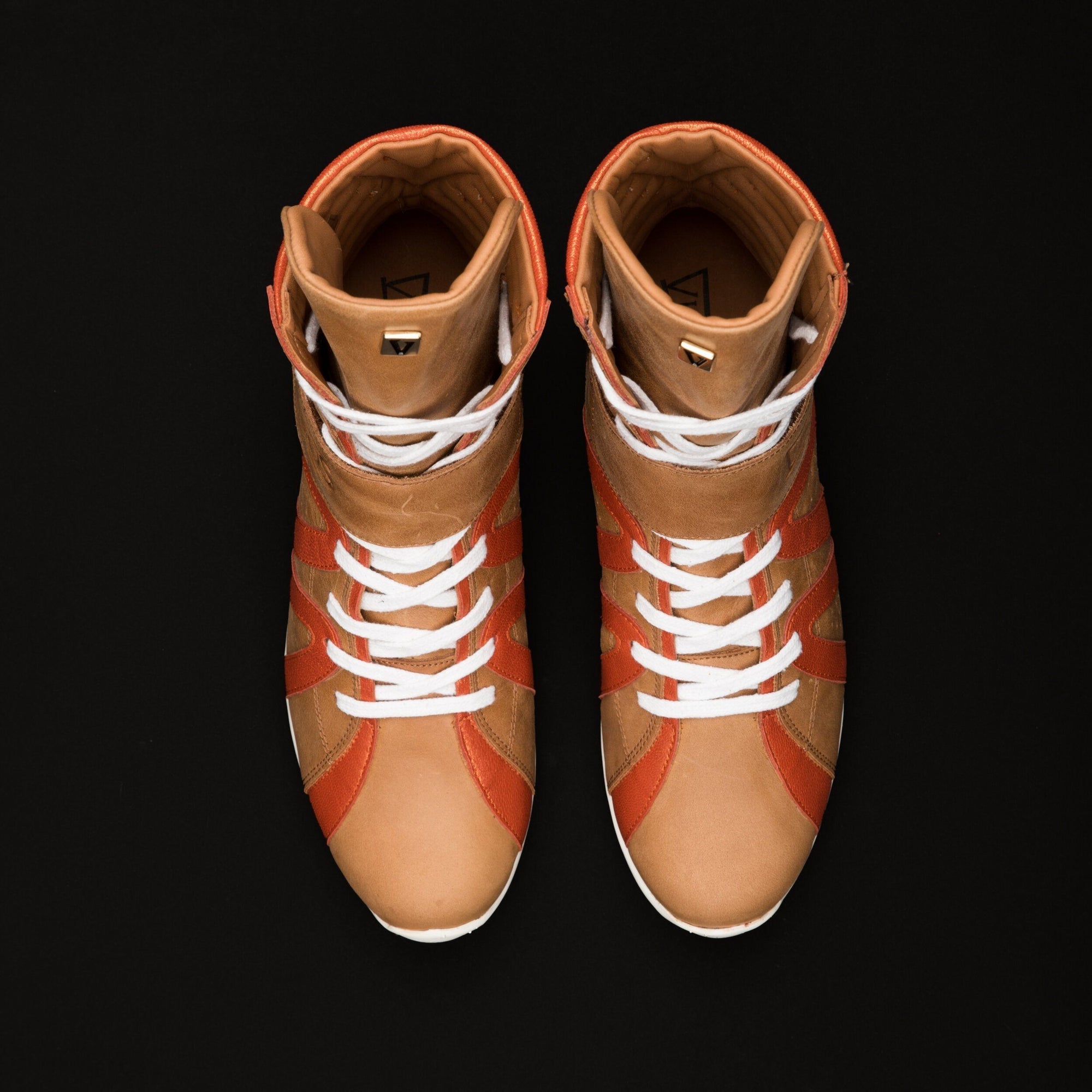 Los Angeles LA Clear Brown High Top Leather Boxing shoes Virtuos Boxing Free Shipping USA