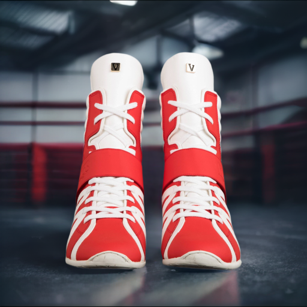 Red and 2025 white boxing shoes