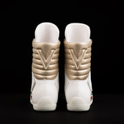 Unique White High Top Boxing Shoes Italian Design Free Shipping USA Virtuosboxing