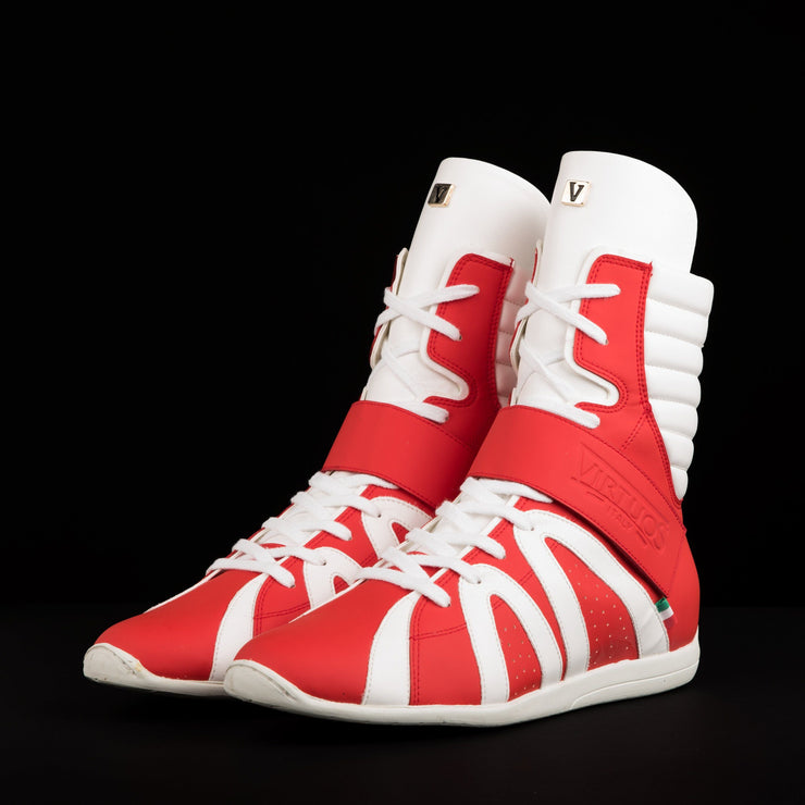 red white high top boxing shoes freee shipping