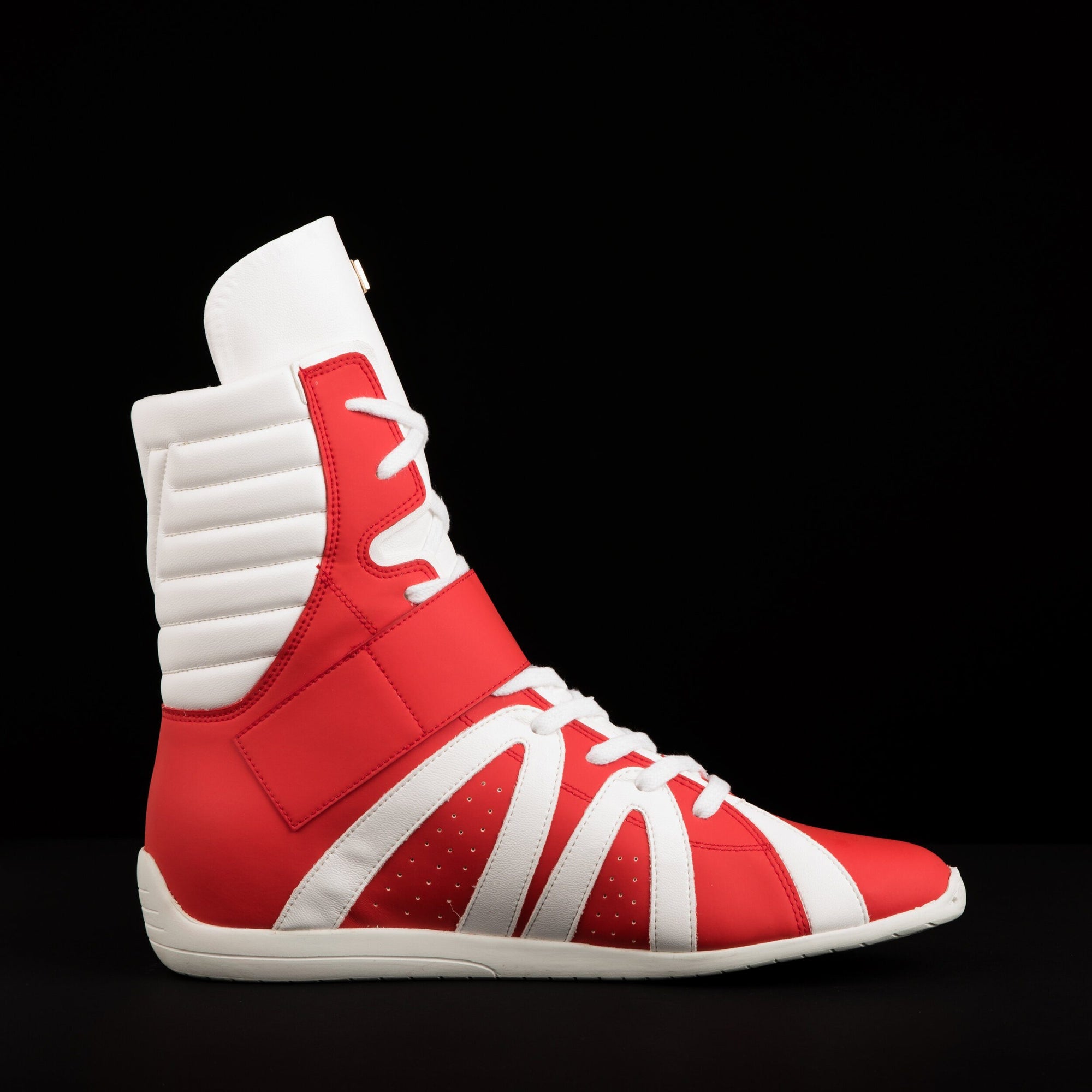 unisex red white high top boxing shoes freee shipping