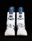 white and blue high top boxing shoes italian design